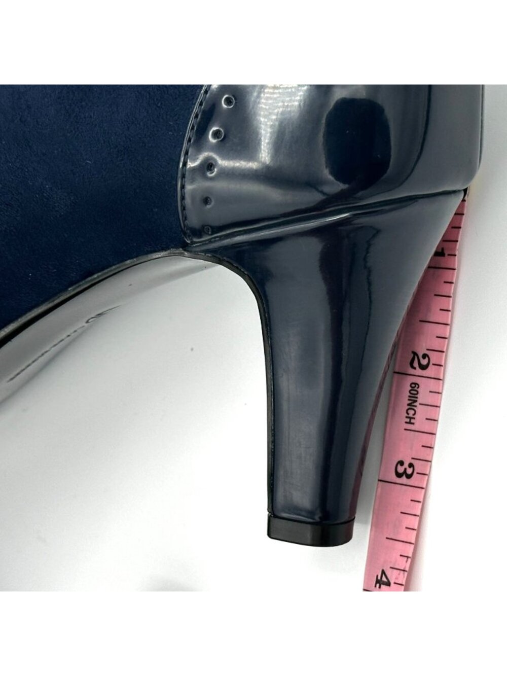 Giani Bernini Heels Womens Size 11 Lace-Up Oxfords Navy Suede Patent Leather - Picture 15 of 15